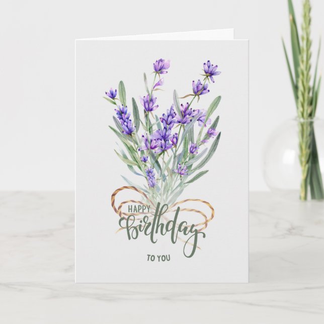 Lavender Happy Birthday  Card (Front)