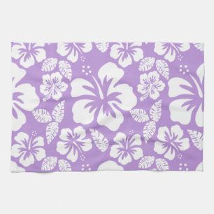 Lavender Hawaiian Tropical Hibiscus Tea Towel
