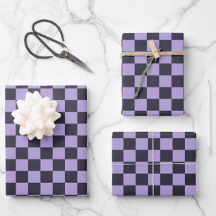 Lavender haze chequerboard pattern wrapping paper sheet