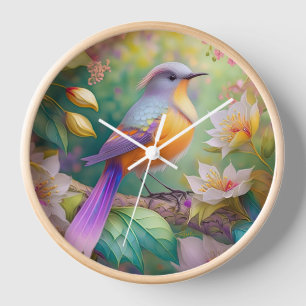 Lavender Headed Orange Breasted Fantasy Bird Clock