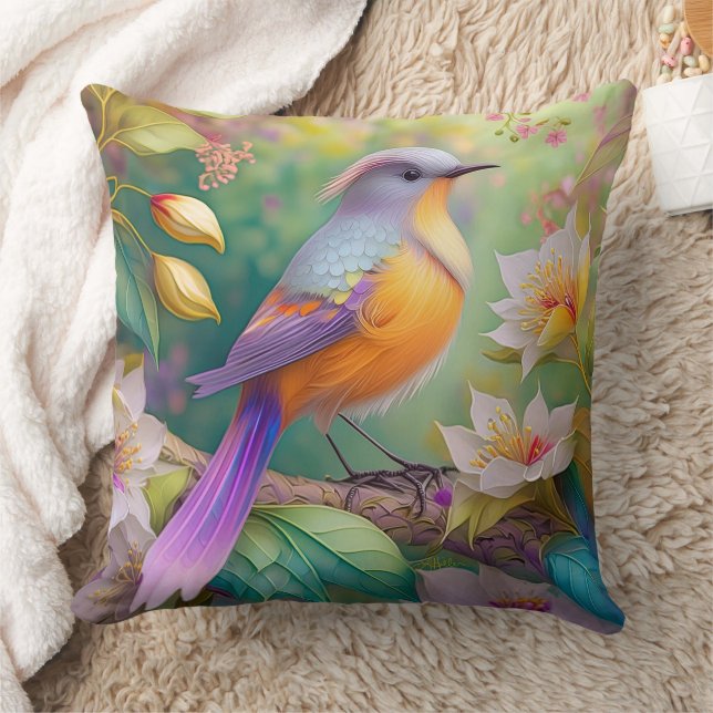 Lavender Headed Orange Breasted Fantasy Bird Cushion (Blanket)