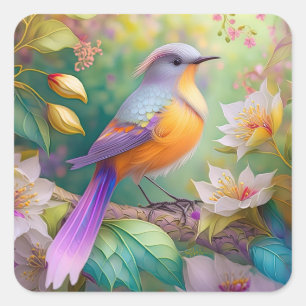 Lavender Headed Orange Breasted Fantasy Bird Square Sticker