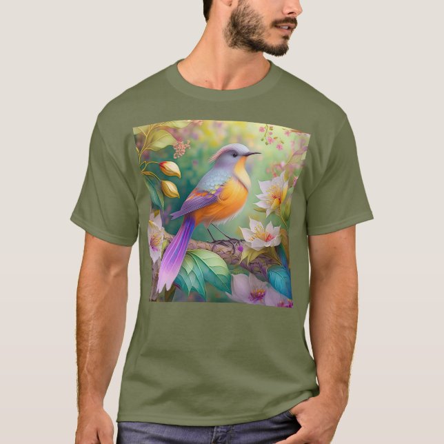 Lavender Headed Orange Breasted Fantasy Bird T-Shirt (Front)