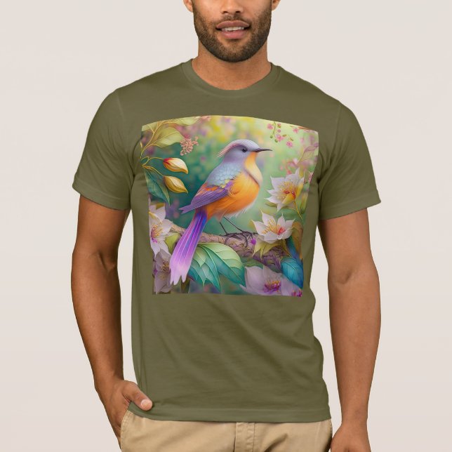 Lavender Headed Orange Breasted Fantasy Bird T-Shirt (Front)