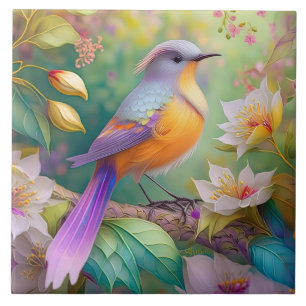 Lavender Headed Orange Breasted Fantasy Bird Tile
