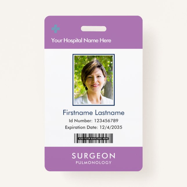 Lavender Health Care Company Logo  Photo Clip Name ID Badge (Front)