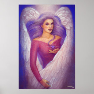 Lavender Heart Angel Spiritual Art Poster Print
