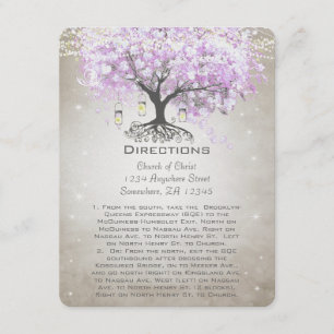 Lavender Heart Leaf Tree Wedding Direction Insert