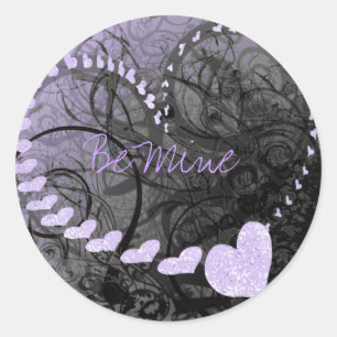 Lavender Heart Swirls - - - Classic Round Sticker