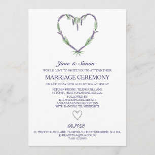 Lavender Heart Wedding Invitation