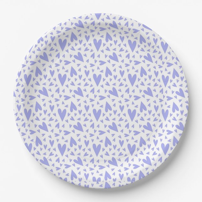 Lavender Hearts | Baby Shower Paper Plates (Front)