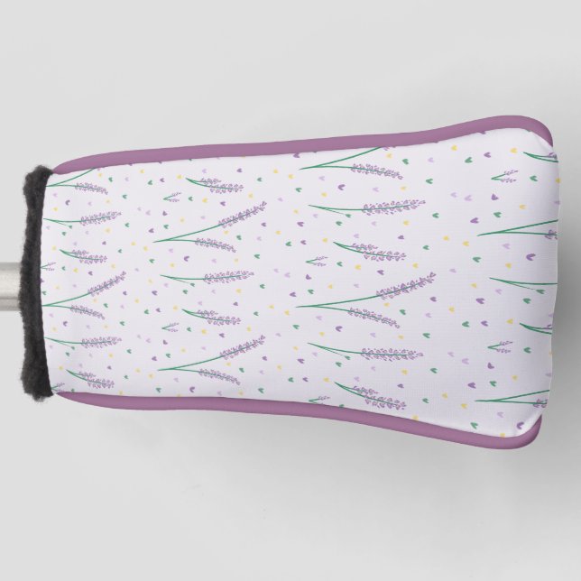 Lavender Hearts Girly Pretty Golf Head Cover (Front)