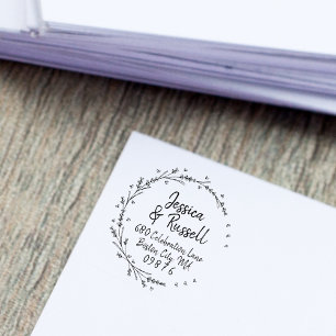 Lavender Hearts Wreath Address Self-inking Stamp