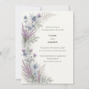 Lavender Heather Thistle Wedding Invitation