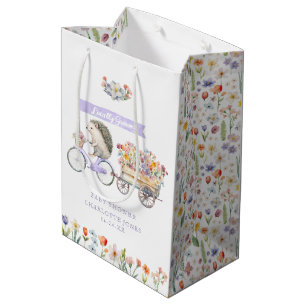 Lavender Hedgehog Baby Shower Floral Gift Bag