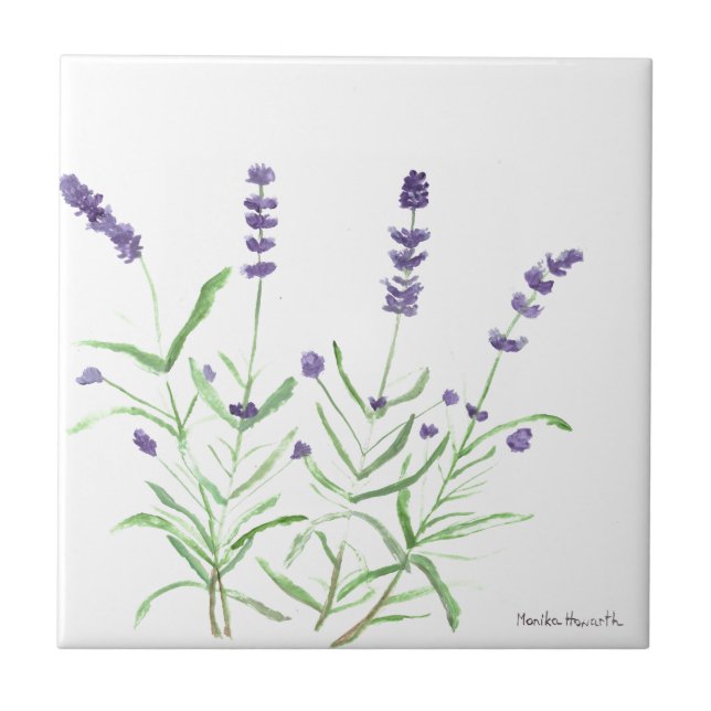 Lavender herb botanical plants flowers purple chic tile (Front)