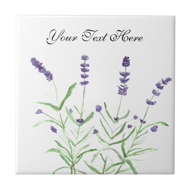 Lavender herb botanical plants flowers purple chic tile (Front)