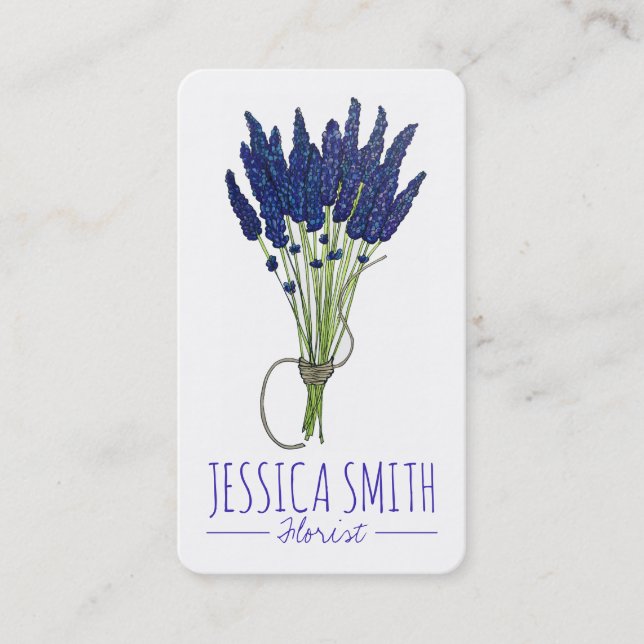 Lavender Herb Bunch Flowers Gardener Florist Business Card (Front)