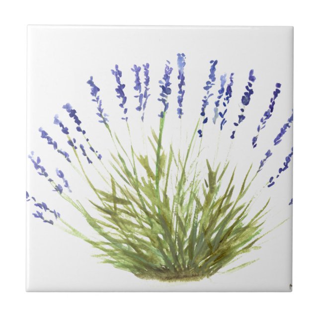 Lavender herb floral kitchen rustic watercolor tile (Front)