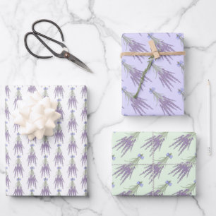 Lavender Herb Flower Bundle Patterns Wrapping Paper Sheet