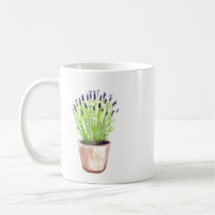 Lavender herb pot plant purple rustic floral coffee mug