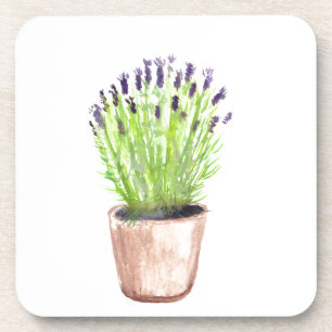 Lavender herb pot plant rustic purple floral coaster