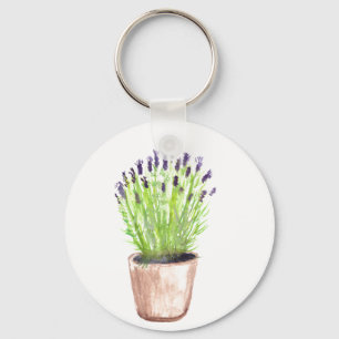 Lavender herb pot plant tile beverage coaster key ring