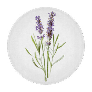 Lavender Herb Single Sprig in Bloom Purple Flowers Cutting Board