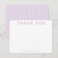 Lavender Herringbone Pattern Thank You Notes
