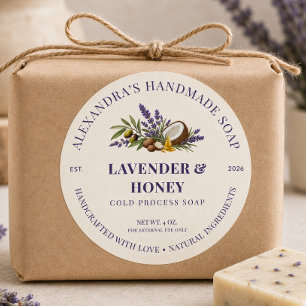 Lavender Honey Handmade Soap Business Logo Classic Round Sticker