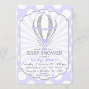 Lavender Hot Air Balloon Baby Shower Invitation