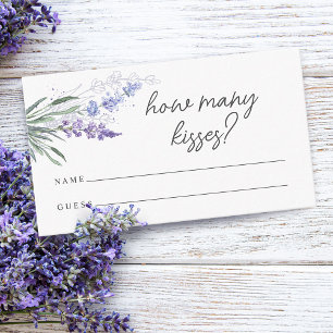 Lavender   How Many Kisses   Bridal Shower Game Enclosure Card