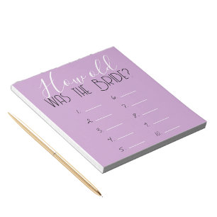 Lavender How Old Was The Bride Game Answer Sheet Notepad