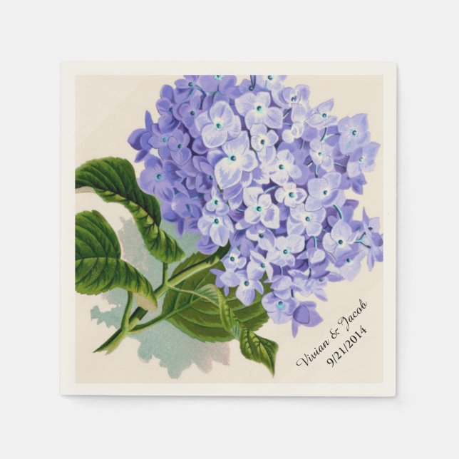 Lavender Hydrangea Custom Wedding Napkins (Front)