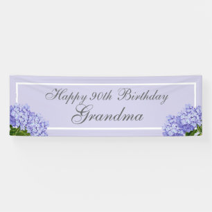 Lavender Hydrangea Happy 90th Birthday Grandma Banner