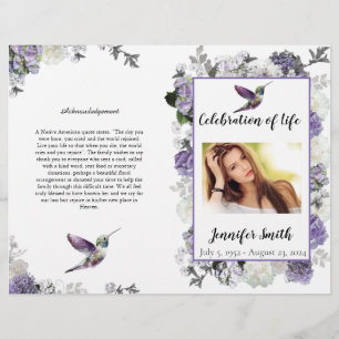 Lavender Hydrangea Hummingbird FuneralFlyer Flyer