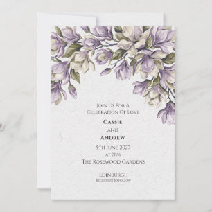 Lavender Hydrangea Watercolour Wedding Invitation