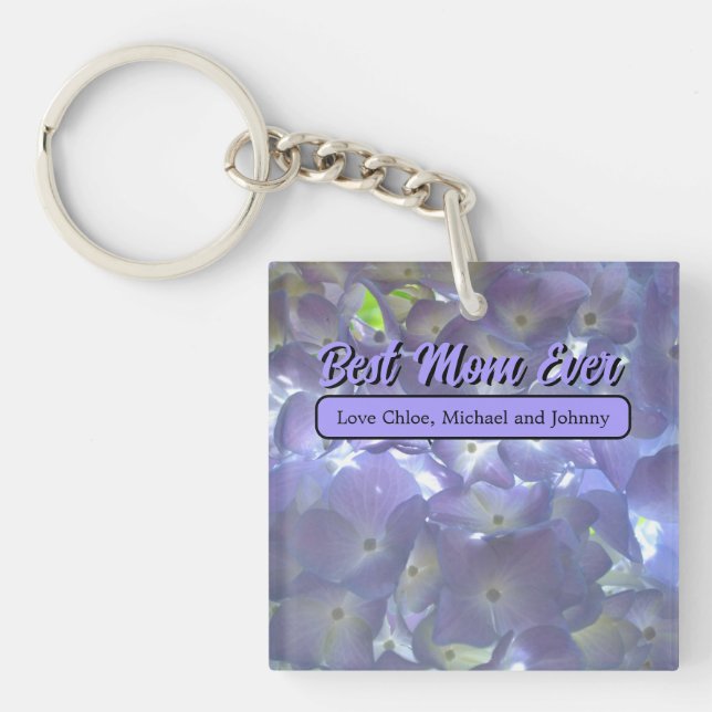 Lavender Hydrangeas best mum ever Key Ring (Front)