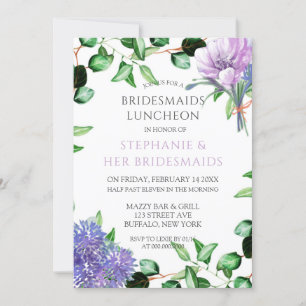 Lavender Hydrangeas Floral Bridesmaids Luncheon Invitation