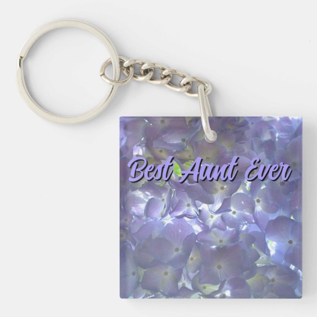 Lavender Hydrangeas purple floral best Aunt ever Key Ring (Front)