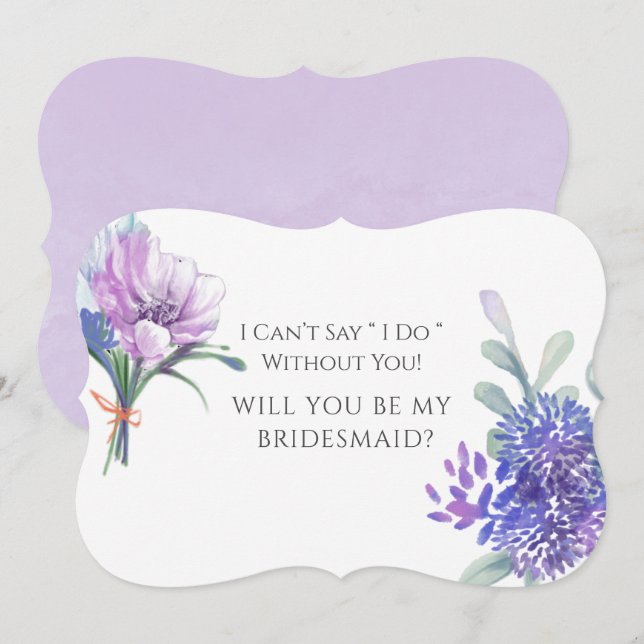 Lavender Hydrangeas Will You Be My Bridesmaid Invitation (Front/Back)