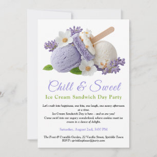 Lavender Ice Cream Sandwich Day Watercolor  Invitation
