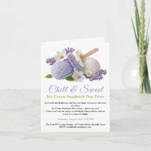 Lavender Ice Cream Sandwich Day Watercolor  Invitation
