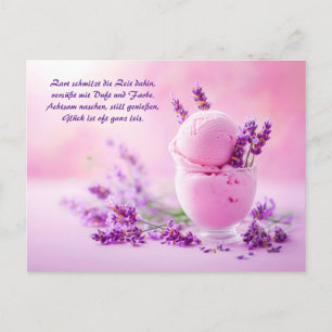Lavender Ice Cream with Blossoms on Pink Holiday Postcard