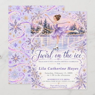 Lavender Ice Skating Birthday  Invitation