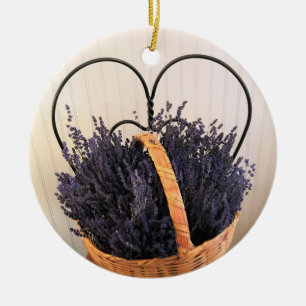 Lavender in a Basket Ceramic Tree Decoration