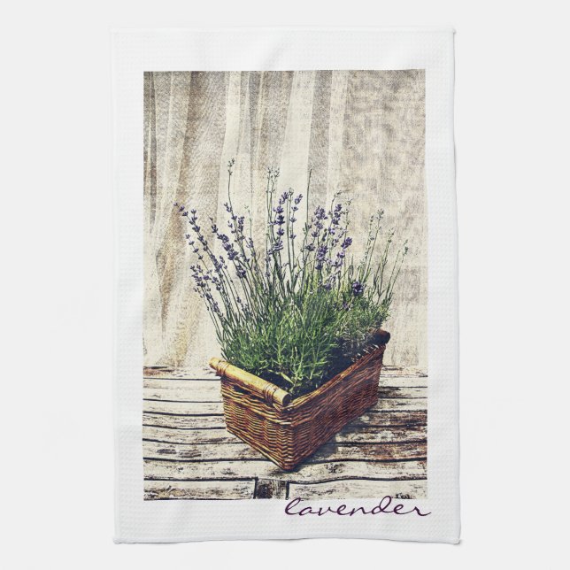 lavender in a basket tea towel (Vertical)