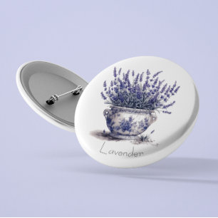 Lavender in Delft Blue, customisable  3 Cm Round Badge
