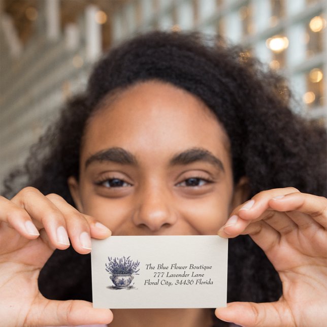 Lavender in Delft Blue, customisable  Business Card (Creator Uploaded)