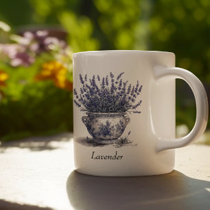 Lavender in Delft Blue, customisable Coffee Mug
